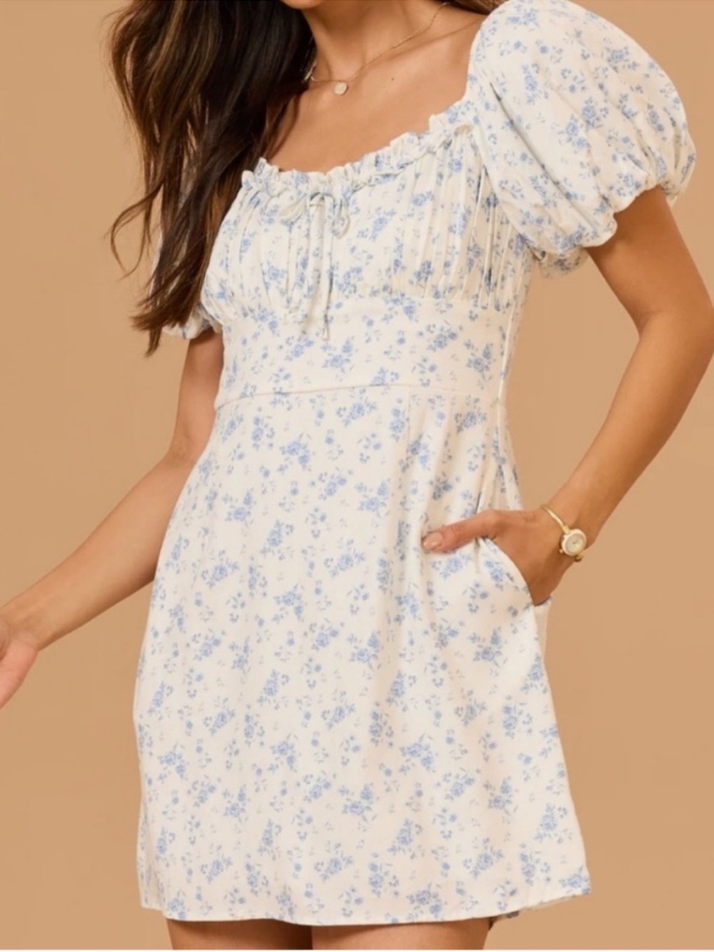 NWT Altar'd State Puff Sleeve Dress Floral print milkmaid mini dress